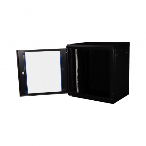 Шкаф 19" телекоммуникационный настенный, 12U 635x600х450 мм, дверь стекло, черный